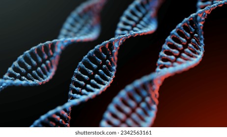 Dotted abstract DNA structure with backlight. microscopic style. Medical science background.