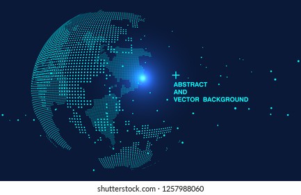 Dotted abstract earth, representing globalization, internationalization, artificial intelligence and Internet big data