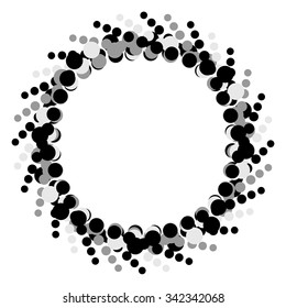 Dotted abstract element, circles in circular fashion. Vector art.