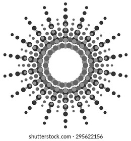 Dotted abstract element. Radial, bursting motif with dots. Editable vector.