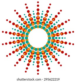 Dotted abstract element. Radial, bursting motif with dots. Editable vector.