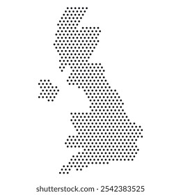 Dotted  abstract map of UK England, Great Britain , abstract silhouette, vector design. Isolated on white background.