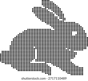 Silueta de conejo Abstractas punteado con puntos negros de las orejas