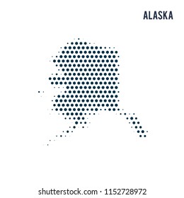Dotted Alaska map isolated on white background.