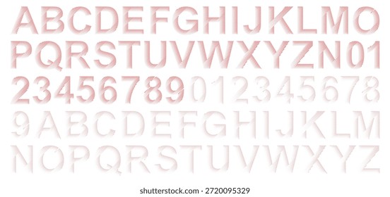 Conjunto de fuentes de alfabeto y números punteados en estilo de caligrafía Fuentes con letras de semitono moderno sobre fondo blanco