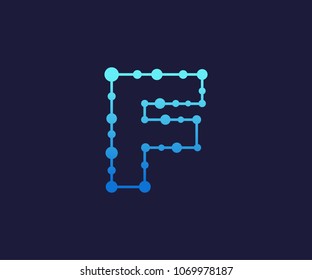 Dotted Alphabet, Technology, Logo, Simple, Modern, Futuristic, With Blue Gradation Color.