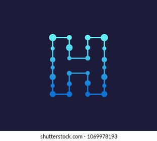 Dotted Alphabet, Technology, Logo, Simple, Modern, Futuristic, With Blue Gradation Color.