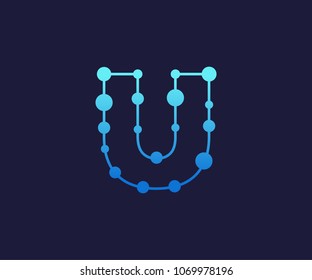 Dotted Alphabet, Technology, Logo, Simple, Modern, Futuristic, With Blue Gradation Color.