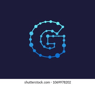 Dotted Alphabet, Technology, Logo, Simple, Modern, Futuristic, With Blue Gradation Color.