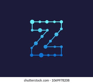 Dotted Alphabet, Technology, Logo, Simple, Modern, Futuristic, With Blue Gradation Color.