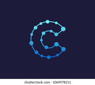 Dotted Alphabet, Technology, Logo, Simple, Modern, Futuristic, With Blue Gradation Color.