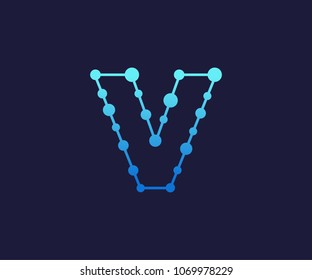 Dotted Alphabet, Technology, Logo, Simple, Modern, Futuristic, With Blue Gradation Color.