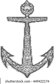 Dotted anchor. Vector illustration.