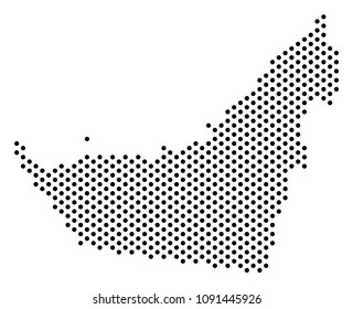 Dotted Arab Emirates map. Vector territory scheme. Cartographic concept of Arab Emirates map composed with filled circles.