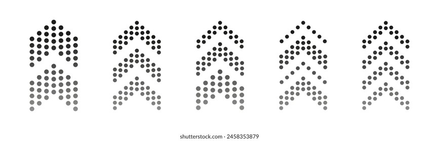 Dotted arrow icon collection. Halftone arrows. Vector arrows collection. Arrow icon set. Arrow vector collection. Arrow cursor icons.
