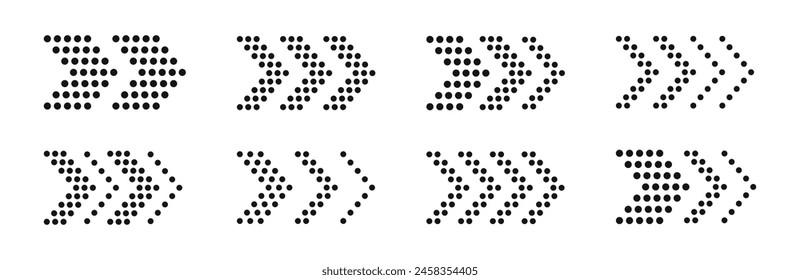 Dotted arrow icon collection. Arrow vector collection. Arrow cursor icons. Halftone arrows. Vector arrows collection. Arrow icon set.