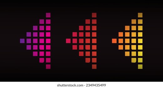 dotted arrow icon. Colorful gradient dot vector isolated element. vector illustration.