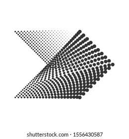 Dotted arrow. Arrow icon isolated. Black vector arrow. Halftone arrow to right.
