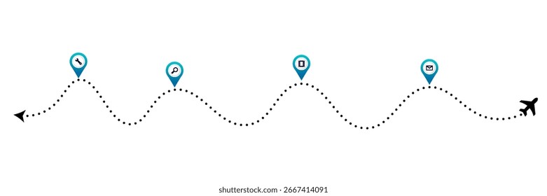 Conjunto de iconos de flecha punteada, Ilustración vectorial de Vector de línea punteada