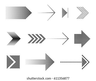 Dotted Arrow Icon Set..Vector Halftone Arrows.