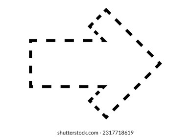 Dotted arrow icon. Vector isolated on white background.