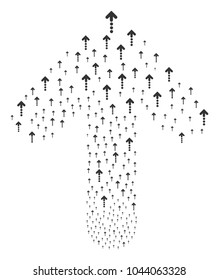Dotted Arrow illustration designed in the figure of ahead target arrow. Forward cursor arrow collage combined from dotted arrow pictographs.