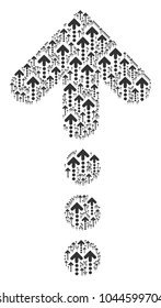 Dotted Arrow pattern combined in the group of dotted arrow icons. Vector iconized composition organized from simple elements.