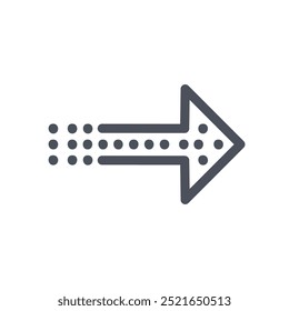 Dotted arrow right. Right-facing arrow with dotted trail, signifying movement or progression.
