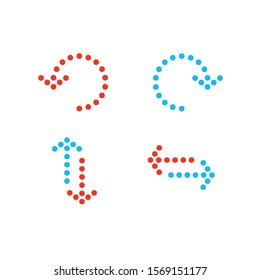 Dotted Arrow set, direction collection. Stock Vector illustration isolated on white background.