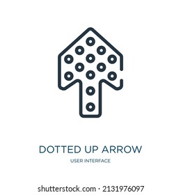 dotted up arrow thin line icon. up, arrow linear icons from user interface concept isolated outline sign. Vector illustration symbol element for web design and apps.