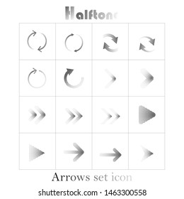 Dotted arrows.Set of halftone effect arrows icons modern style.Vector illustration.Eps10