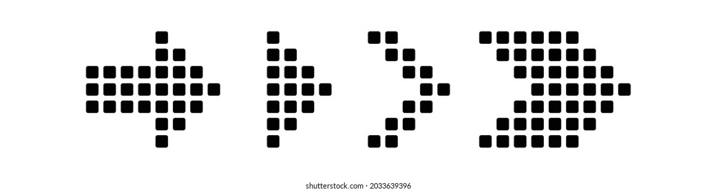 Dotted arrows icon set isolated on white background. Vector illustration