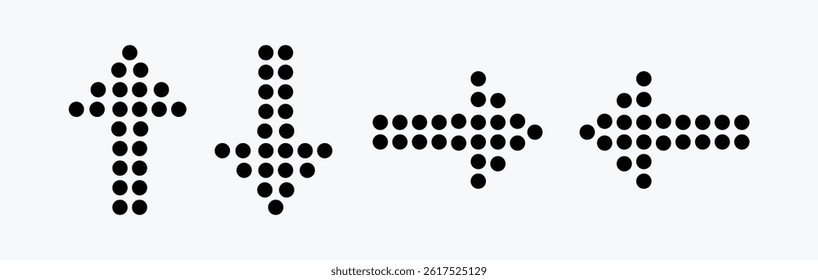 Dotted Arrows Icon Set Vector Design. Arrow icon set