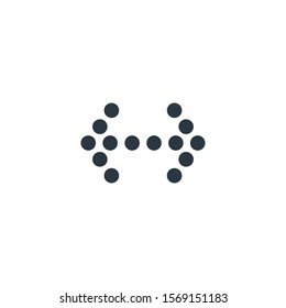 Dotted Arrows left and right. Stock Vector illustration isolated on white background.