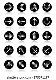 Dotted arrows round icons set isolated on white