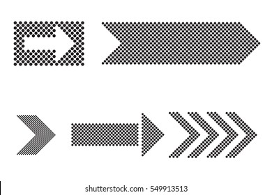 Dotted arrows set.Vector halftone arrows.Arrow logo design template.