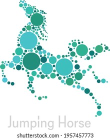 Dotted artwork of running horse, Beautiful vector illustration, Creative special effect of circles
