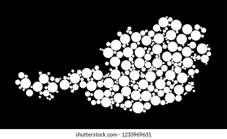 Dotted Austria map contour design isolated on black background
