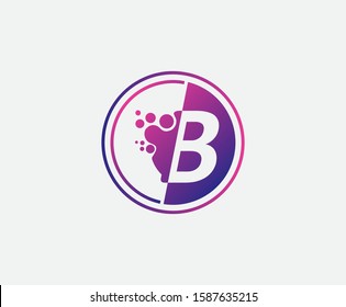 Dotted B Letter Logo, Circle B Technology Design Icon