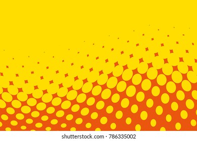Dotted backdrop with circles, dots, point large scale. Abstract futuristic halftone pattern. Comic background. Yellow, orange color