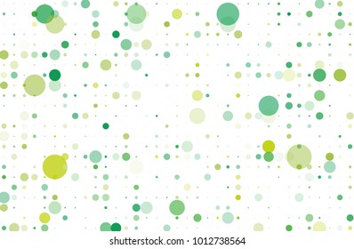 Dotted background with circles, dots, point different size, scale. Halftone pattern. Design element for web banners, posters, cards, wallpapers, sites, panels. Green color Vector illustration  
