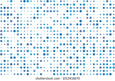 Dotted background with circles, dots, point different size, scale Halftone pattern Design element for web banners, posters, cards, wallpapers, sites, panels. Blue and white color Vector illustration  