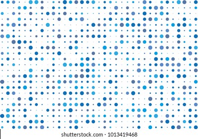Dotted background with circles, dots, point different size, scale Halftone pattern Design element for web banners, posters, cards, wallpapers, sites, panels. Blue and white color Vector illustration  