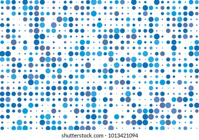 Dotted background with circles, dots, point different size, scale Halftone pattern Design element for web banners, posters, cards, wallpapers, sites, panels. Blue and white color Vector illustration  