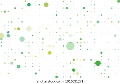 Dotted background with circles, dots, point different size, scale. Halftone pattern. Design element for web banners, posters, cards, wallpapers, sites, panels. Green dots color Vector illustratio