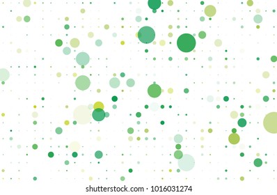 Dotted background with circles, dots, point different size, scale. Halftone pattern. Design element for web banners, posters, cards, wallpapers, sites, panels. Green dots color Vector illustratio