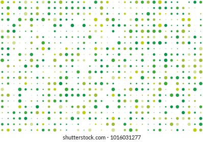 Dotted background with circles, dots, point different size, scale. Halftone pattern. Design element for web banners, posters, cards, wallpapers, sites, panels. Green dots color Vector illustratio