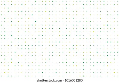 Dotted background with circles, dots, point different size, scale. Halftone pattern. Design element for web banners, posters, cards, wallpapers, sites, panels. Green dots color Vector illustratio