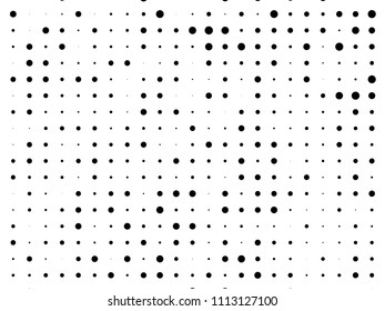 Dotted background with circles, dots, point different size, scale. Halftone pattern. Design element for web banners, posters, cards, wallpapers, sites, panels. Black and white color Vector illustratio