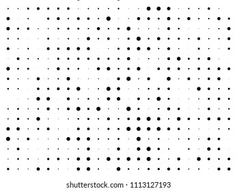 Dotted background with circles, dots, point different size, scale. Halftone pattern. Design element for web banners, posters, cards, wallpapers, sites, panels. Black and white color Vector illustratio